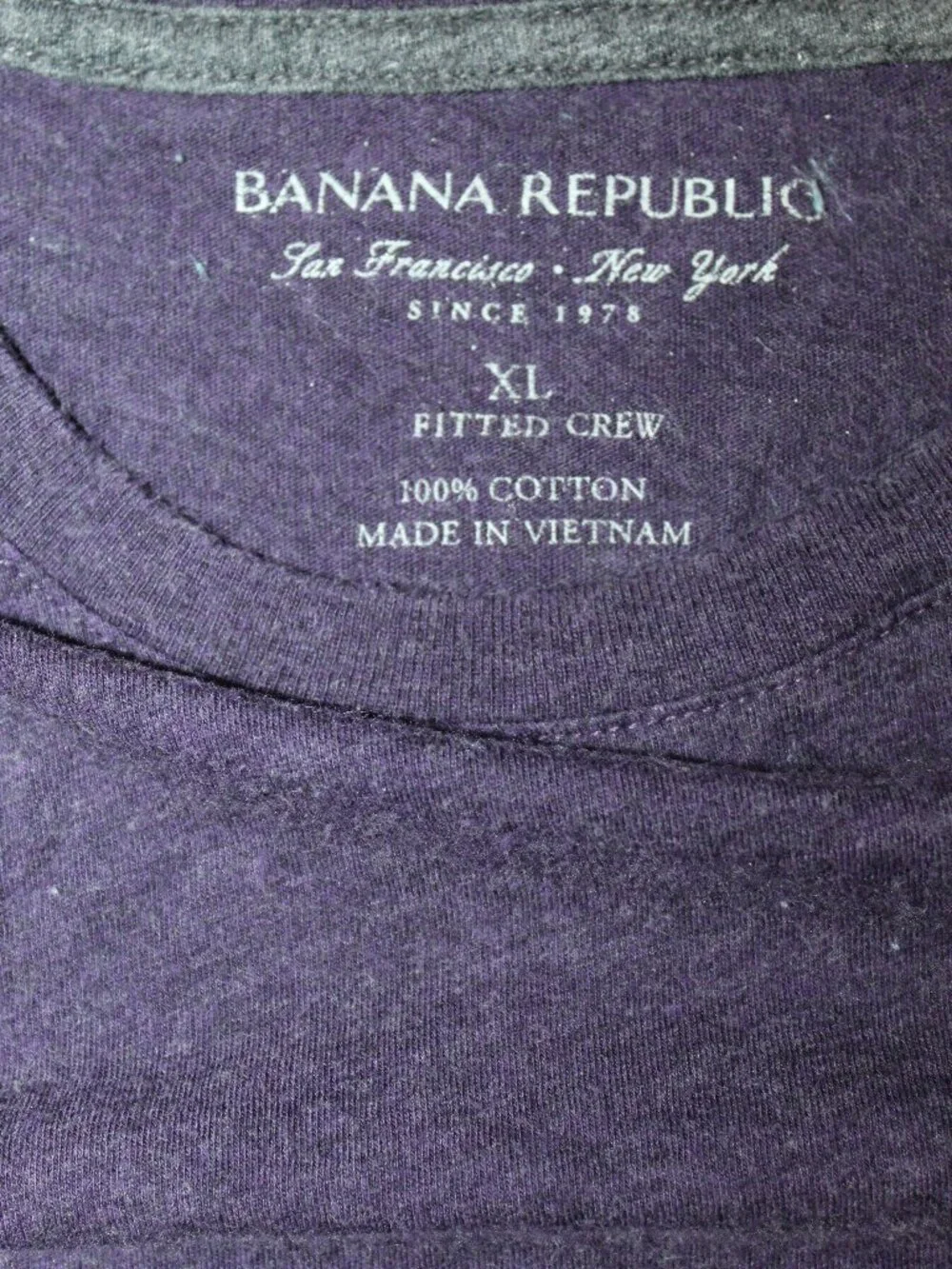 Banana Republic Size XL 100% Cotton Purple Crew Neck Short Sleeve T-shirt